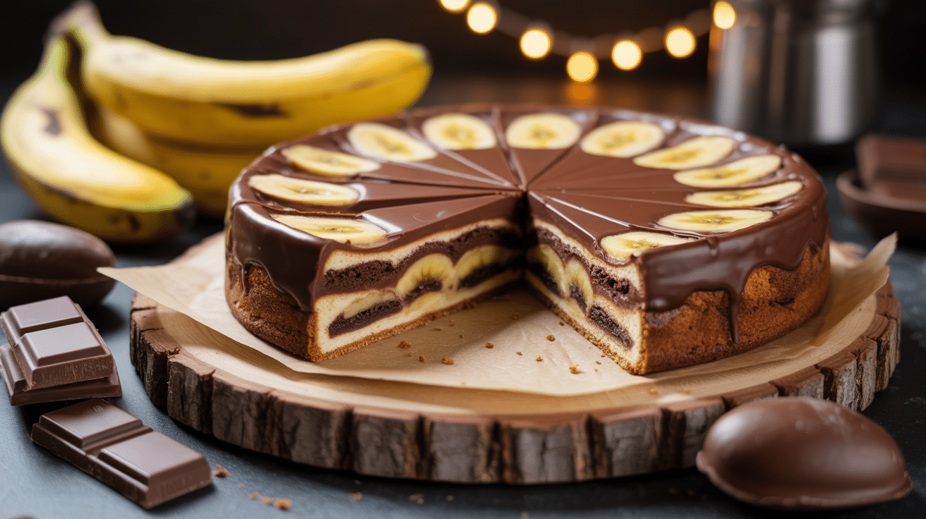 Cake banane chocolat tranches