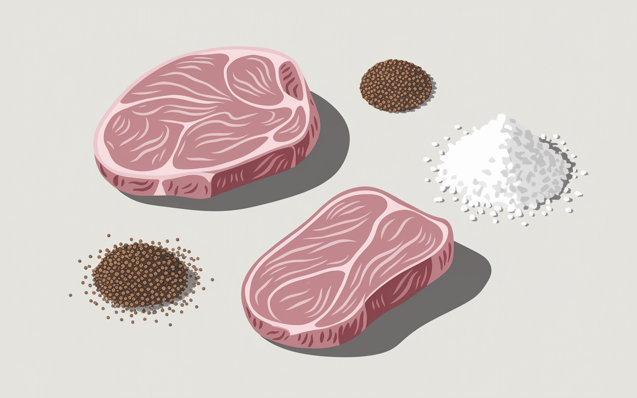 Ingrédients de la saucisse de Toulouse sur surface claire