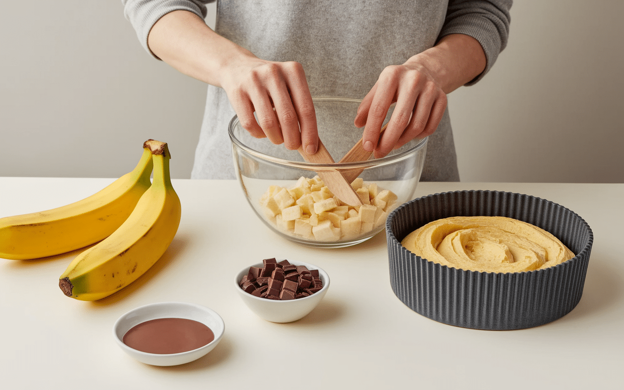 Préparation cake banane chocolat