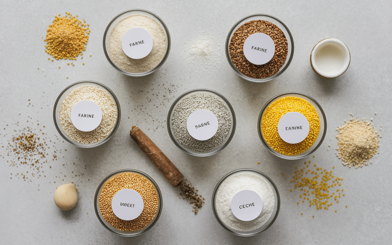 Caractéristiques farine sans gluten bols transparents