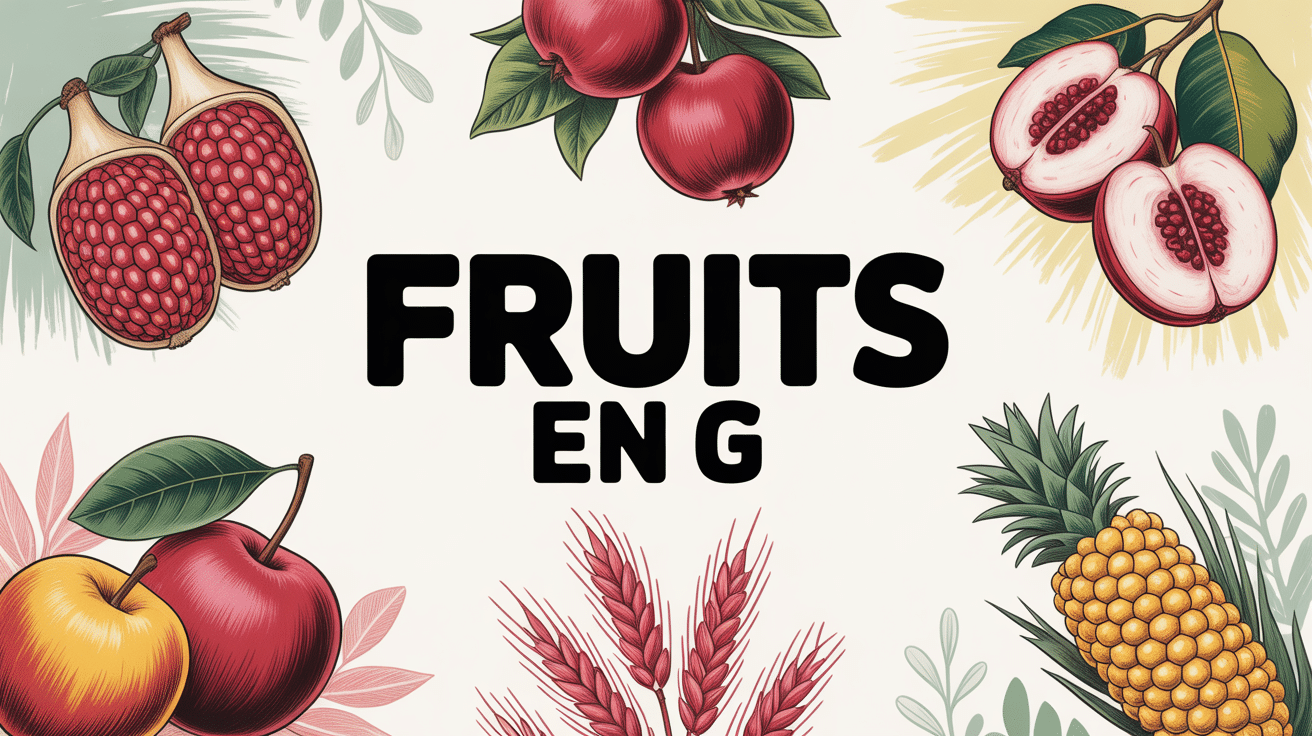 Composition de fruits en G avec grenade et goyave.