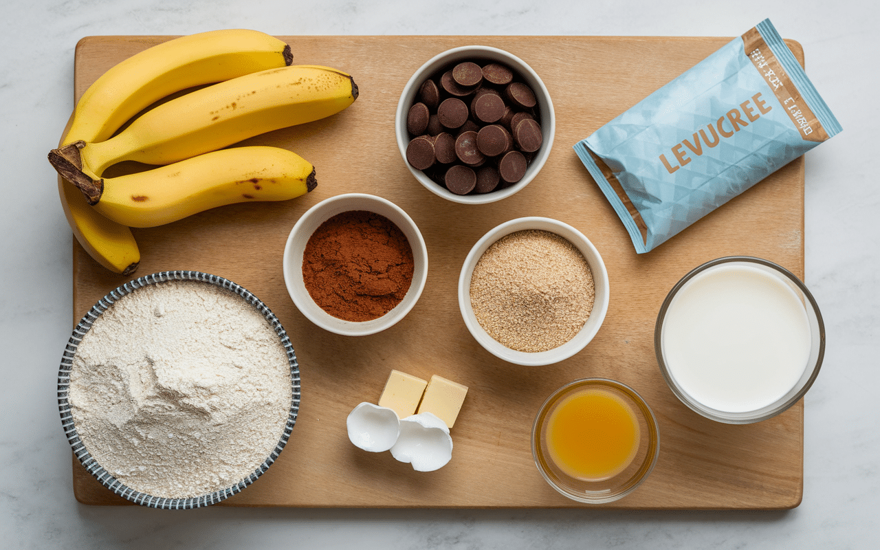 Ingrédients cake banane chocolat