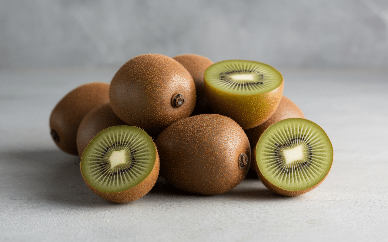 Kiwis frais avec chair verte et dorée