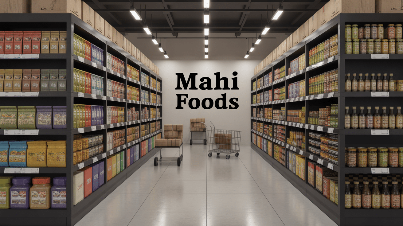 Entrepôt Mahi Foods avec produits asiatiques et épices