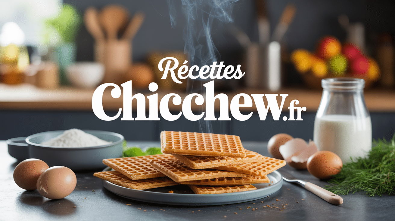 Cuisine moderne avec gaufres dorées et ingrédients frais