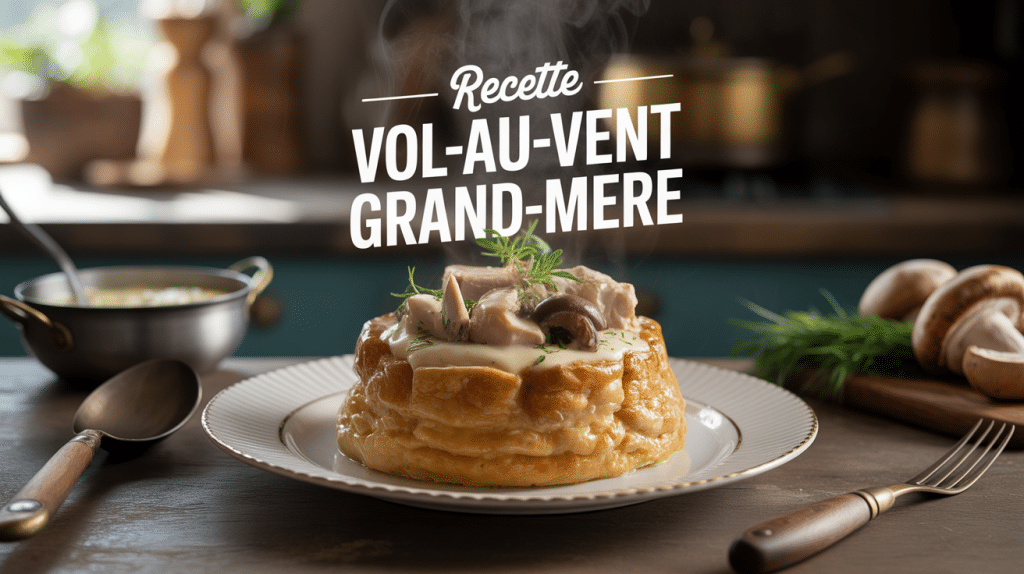 Vol-au-vent traditionnel sur assiette blanche