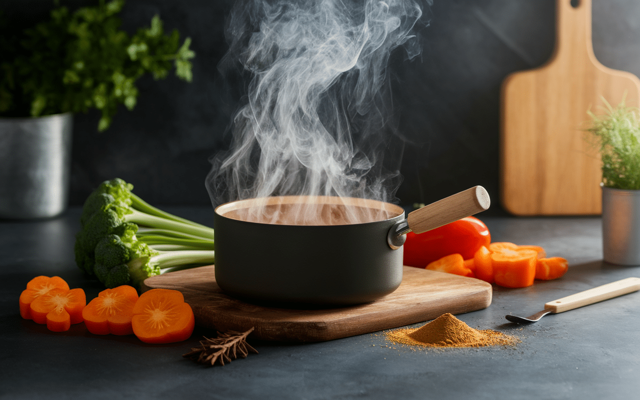 Cuisine avec fond de veau halal en poudre et légumes