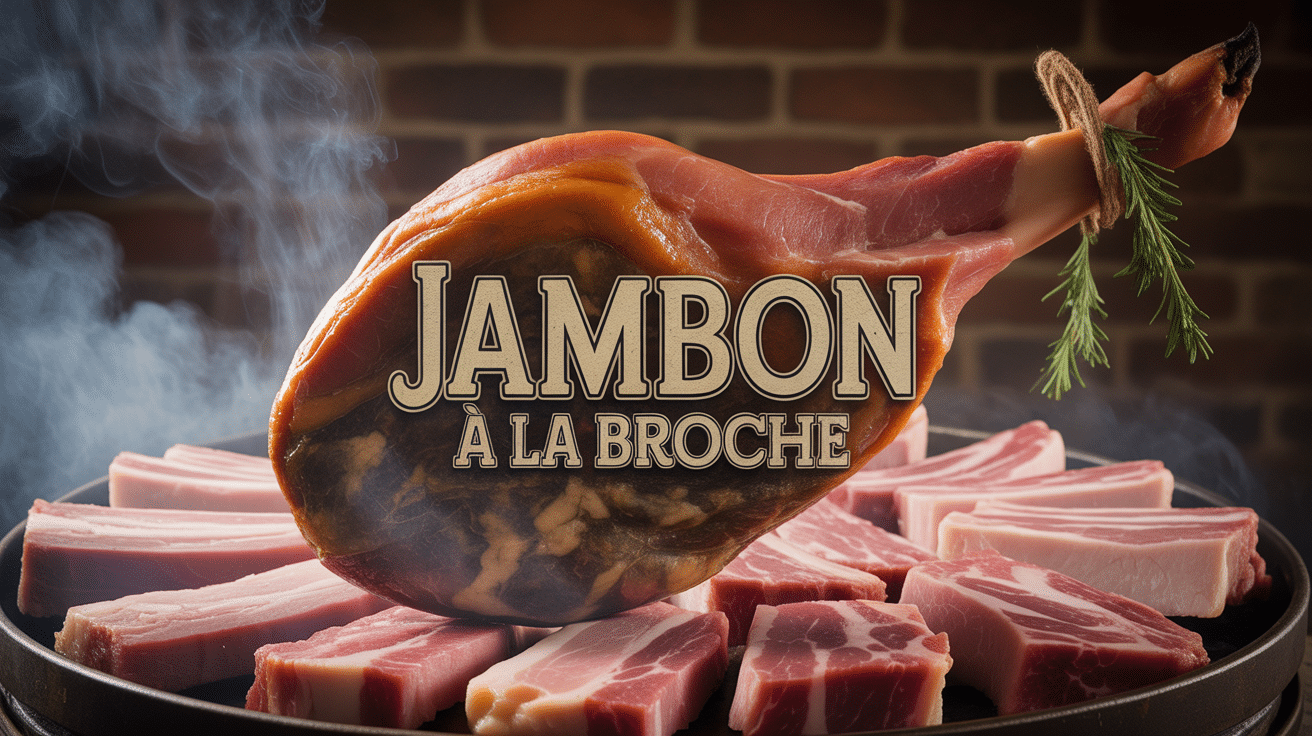 jambon a la broche entier doré sur braises