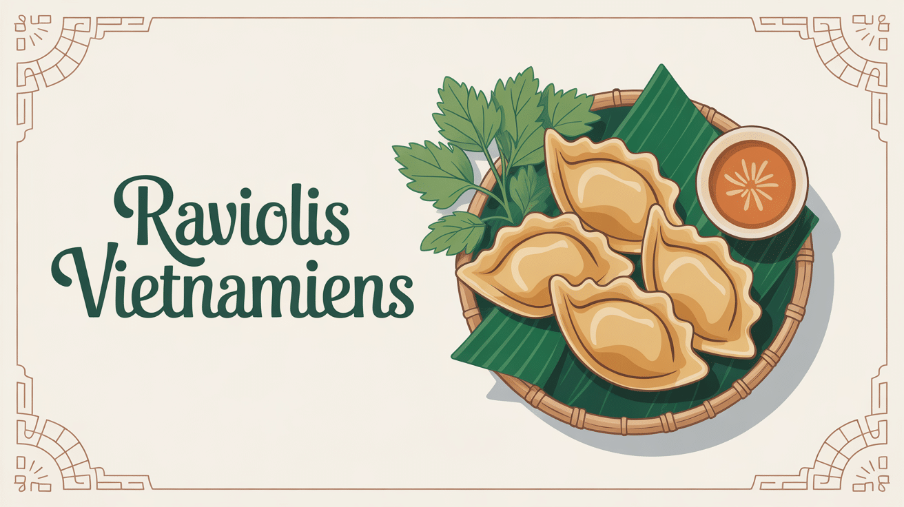 Raviolis vietnamiens translucides avec herbes et sauce