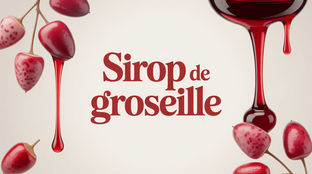 Bouteille de sirop de groseille rouge rubis et groseilles fraîches