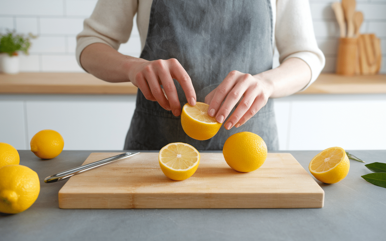 Étapes citron confit sucre en bocal en cuisine