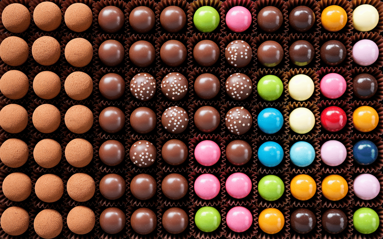 chocolats d'appellation truffes et pralines vue comparative