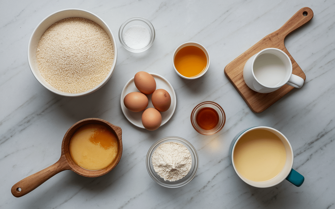ingredients pour crepe sarrasin sucre vus du dessus