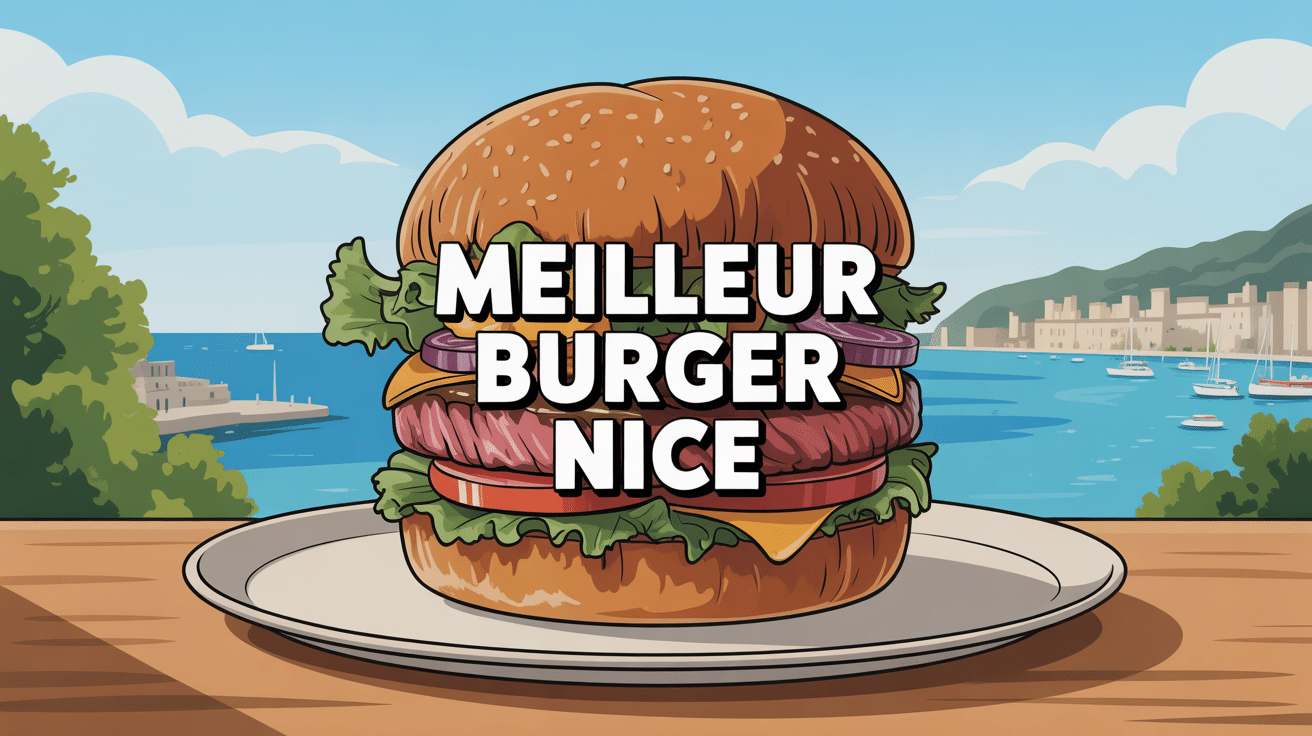 Meilleur burger Nice sur assiette vue Méditerranée