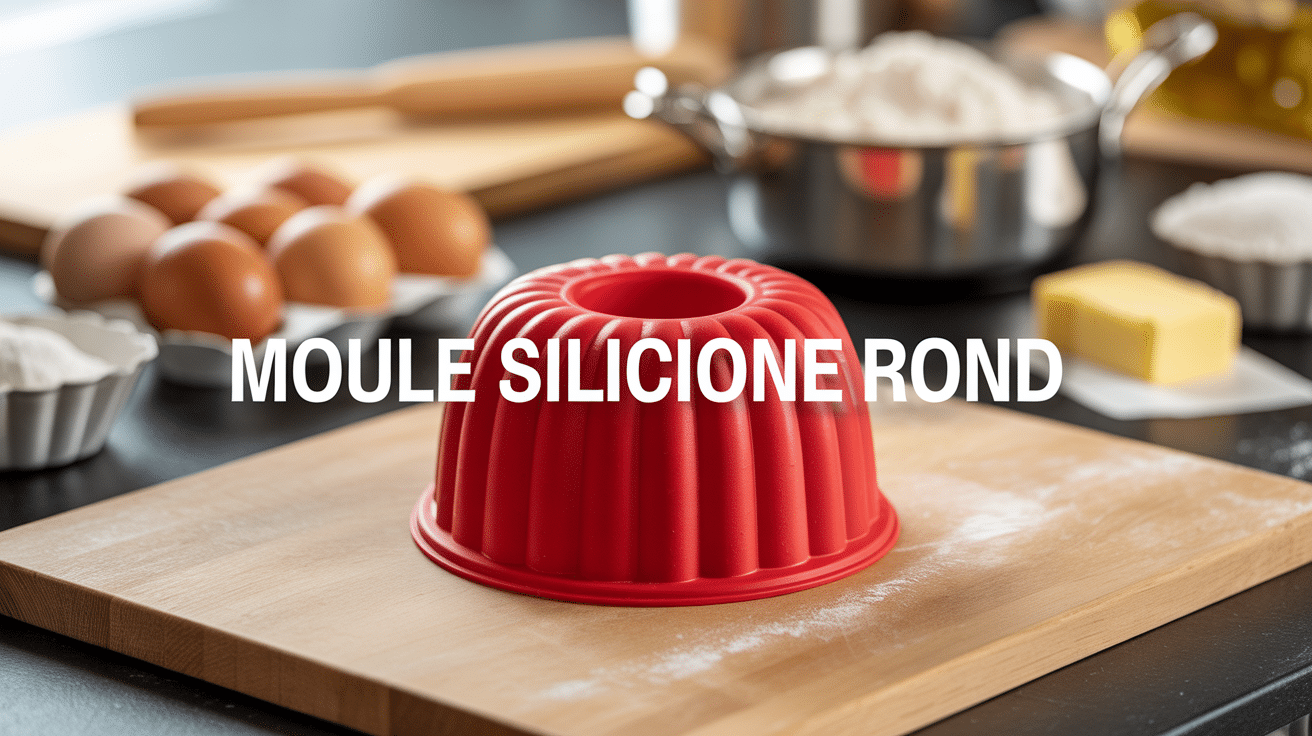 Moule silicone rond avec ingrédients pâtisserie