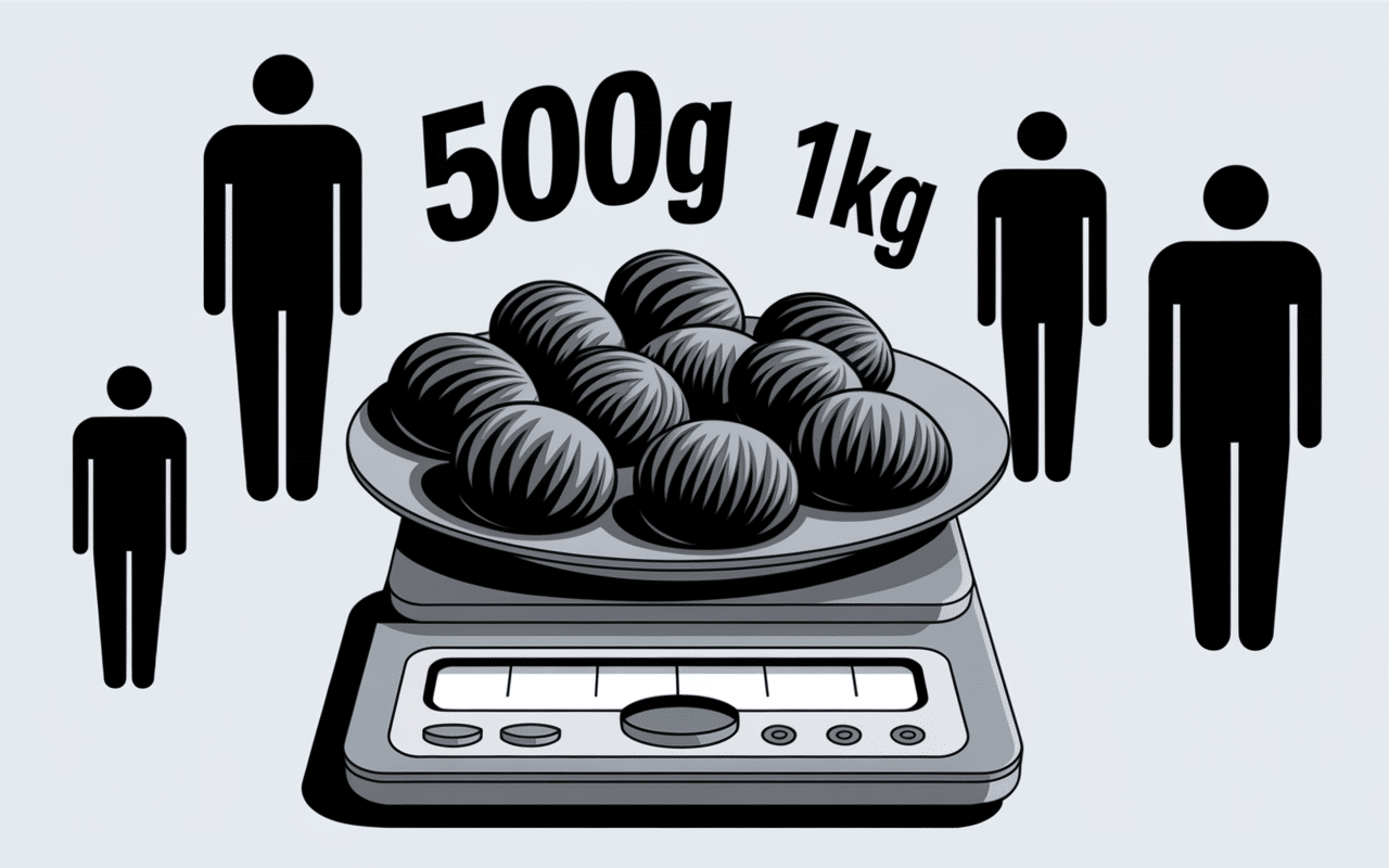 moules quantité par personne portions balance