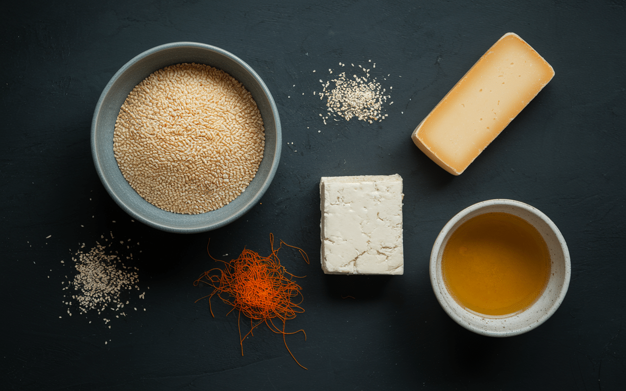 Ingrédients frais risotto a zafferano gastronomique