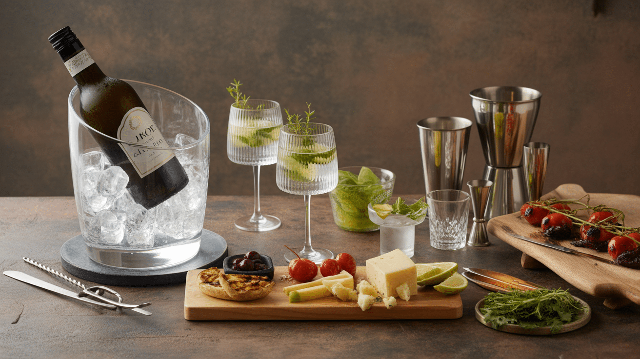 martini blanc apéritif avec olives fromages et cocktail