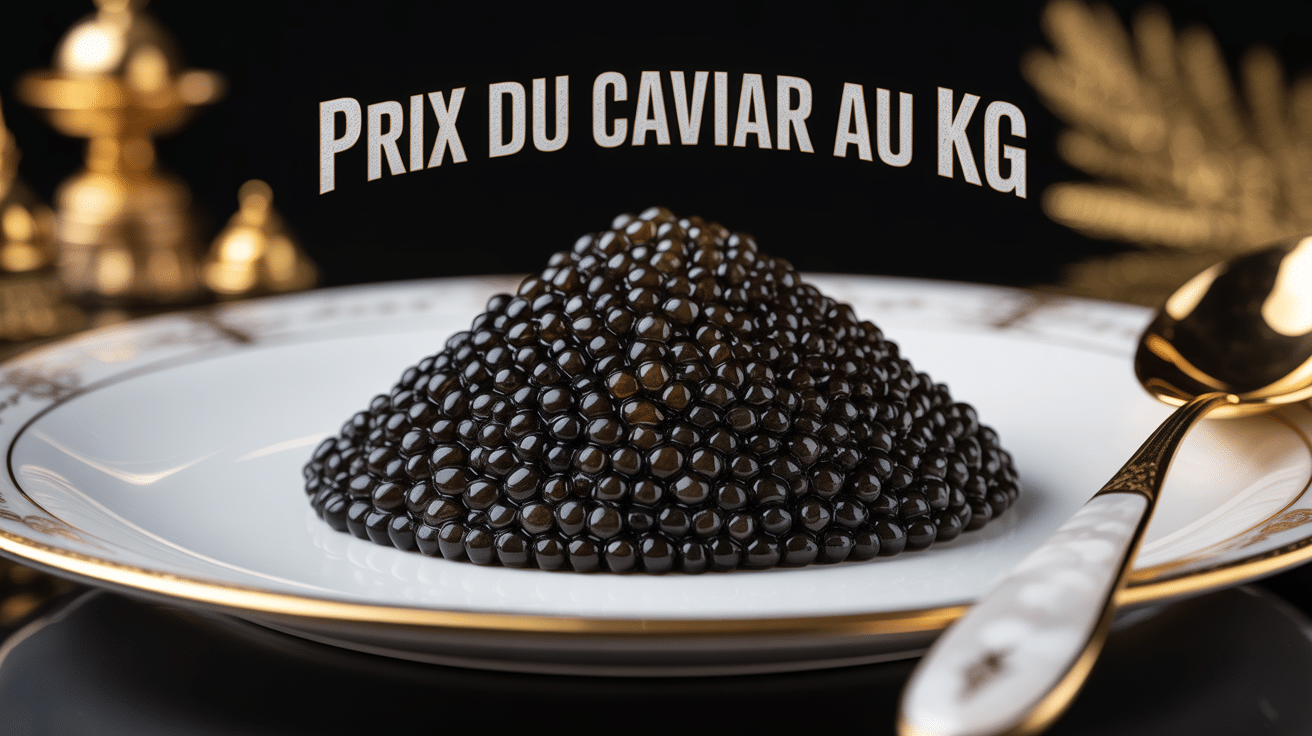 Prix du caviar au kg grains noirs sur assiette luxe
