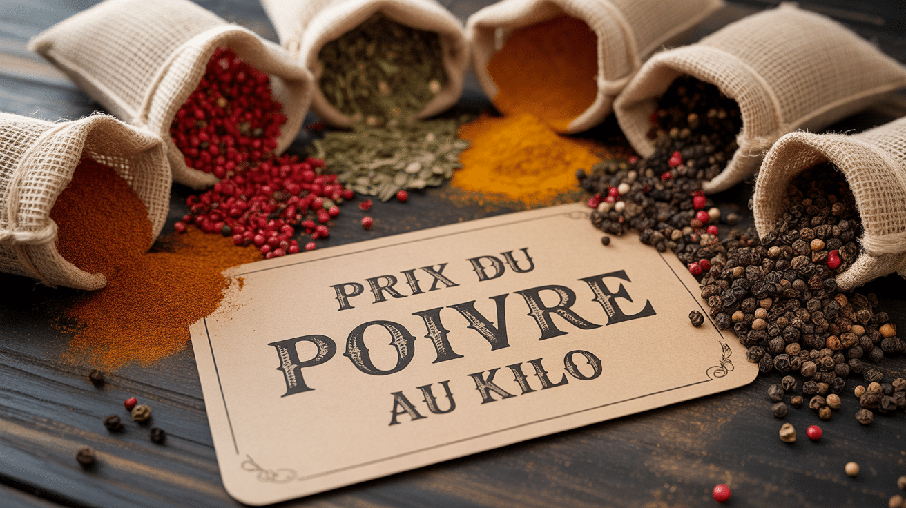 prix poivre au kilo grains de poivre balance dorée sacs jute