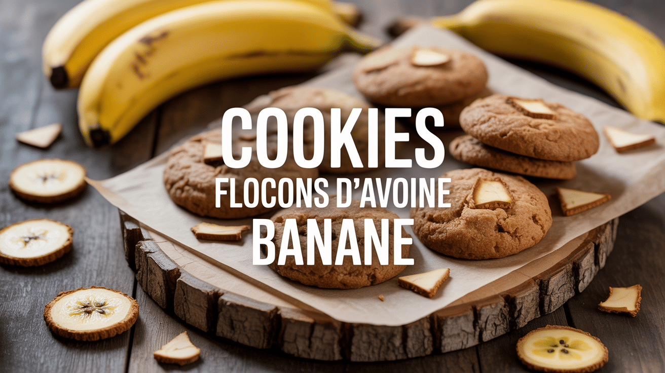 Cookies recette cookie flocons d'avoine banane sur planche avec bananes