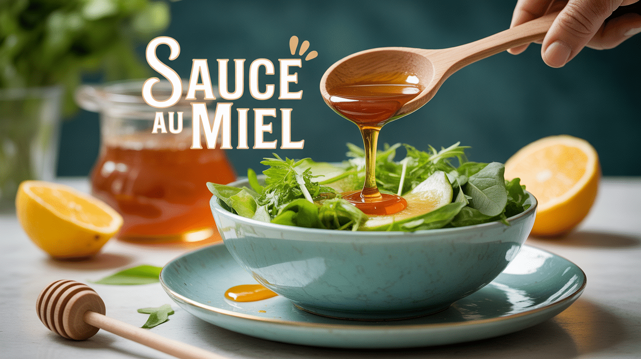 Bol de salade avec sauce au miel pour salade