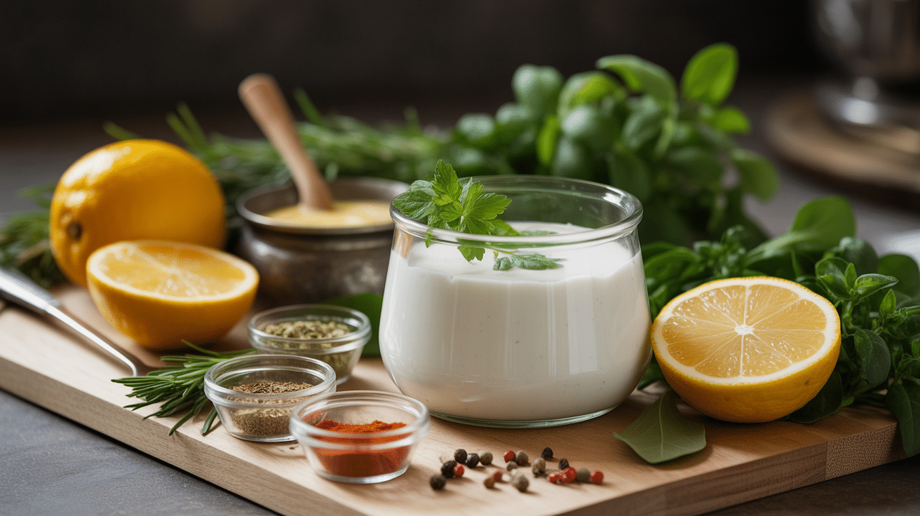ingrédients sauce sans huile pour salade yaourt citron herbes