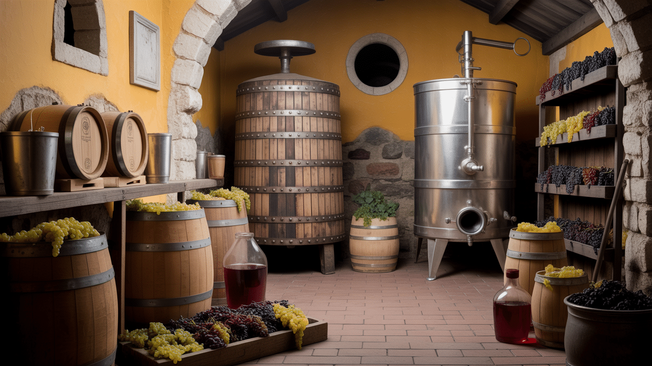 vin carthagène élaboration artisanale pressoir et raisins