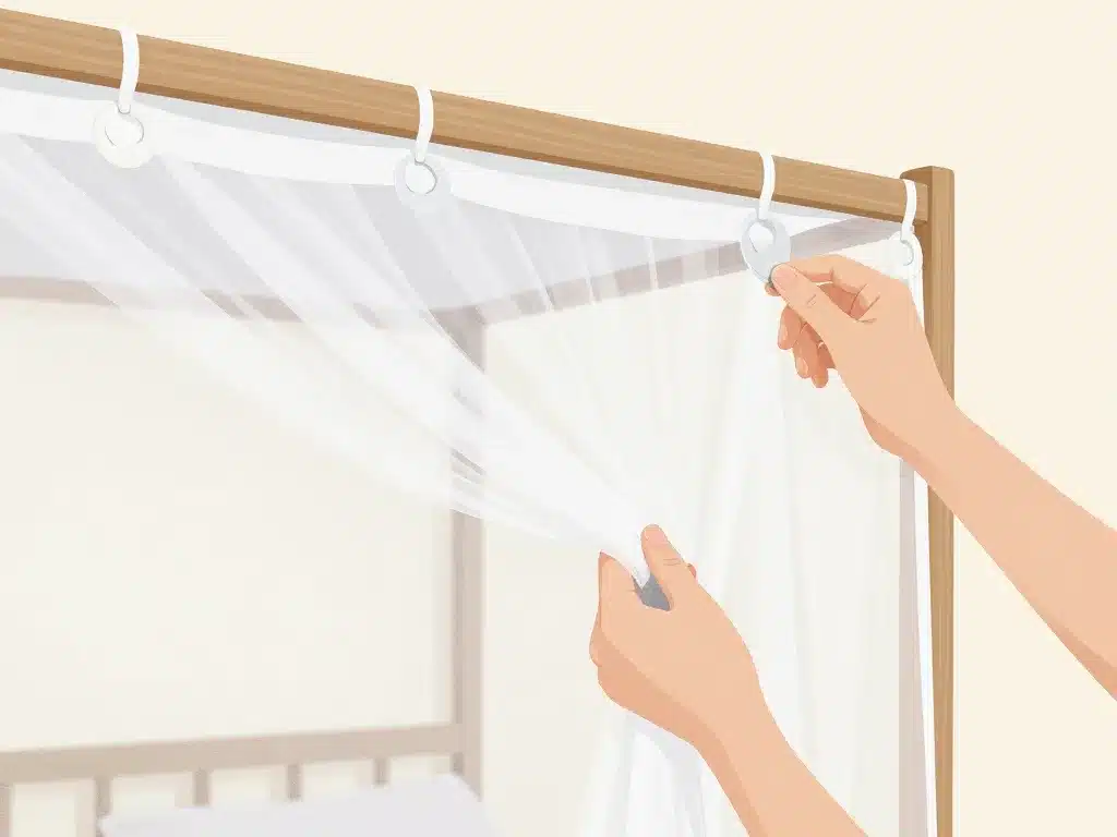 installation ciel de lit moustiquaire au quotidien