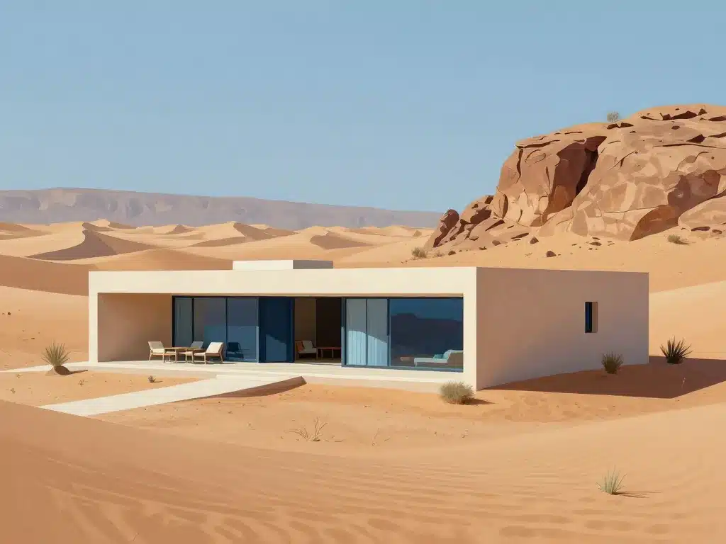 Maison dans le desert bioclimatique confortable illustration