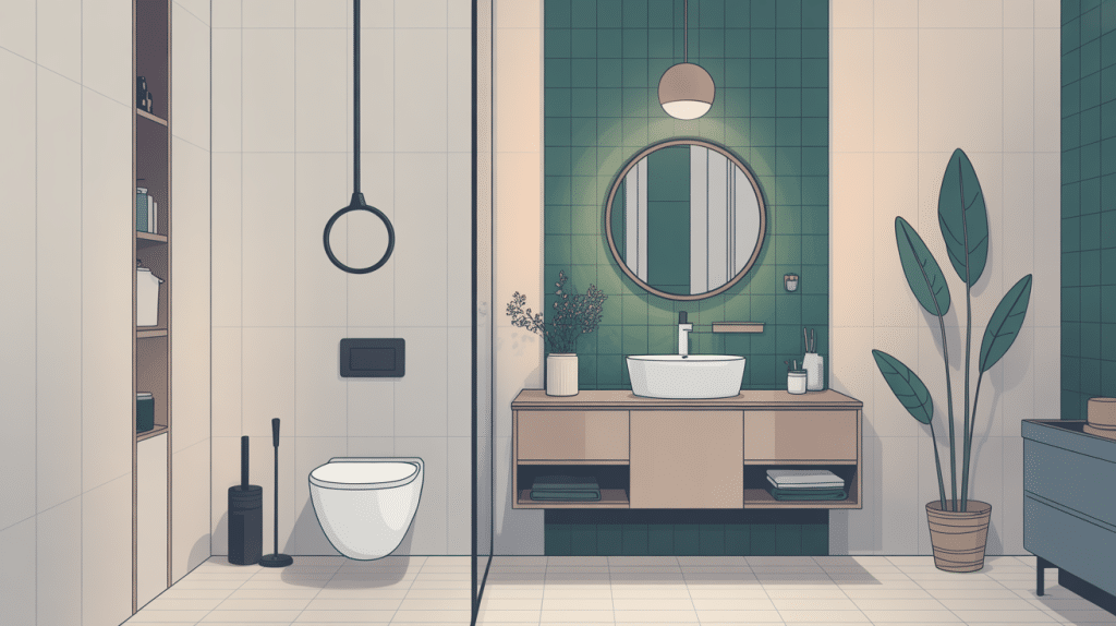 wc suspendu meuble contemporain avec rangements