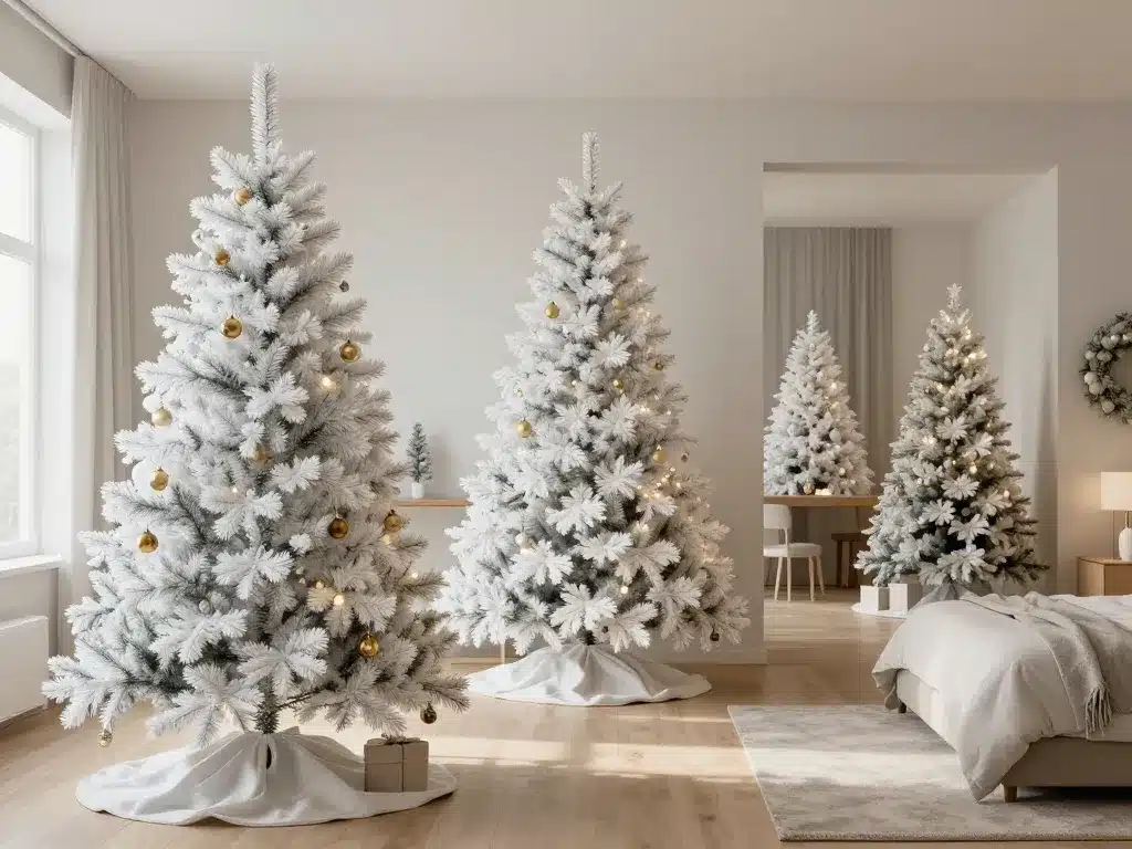Différents sapins de noel blanc selon intérieur