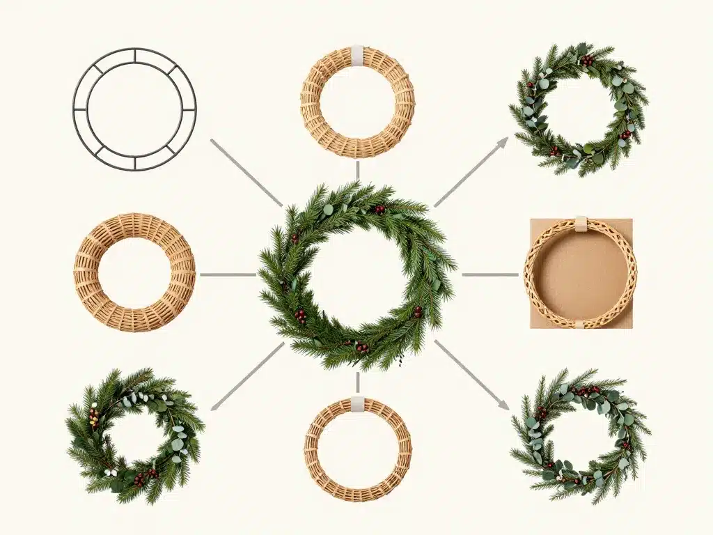 couronne de noel originale diagramme matériaux bases DIY