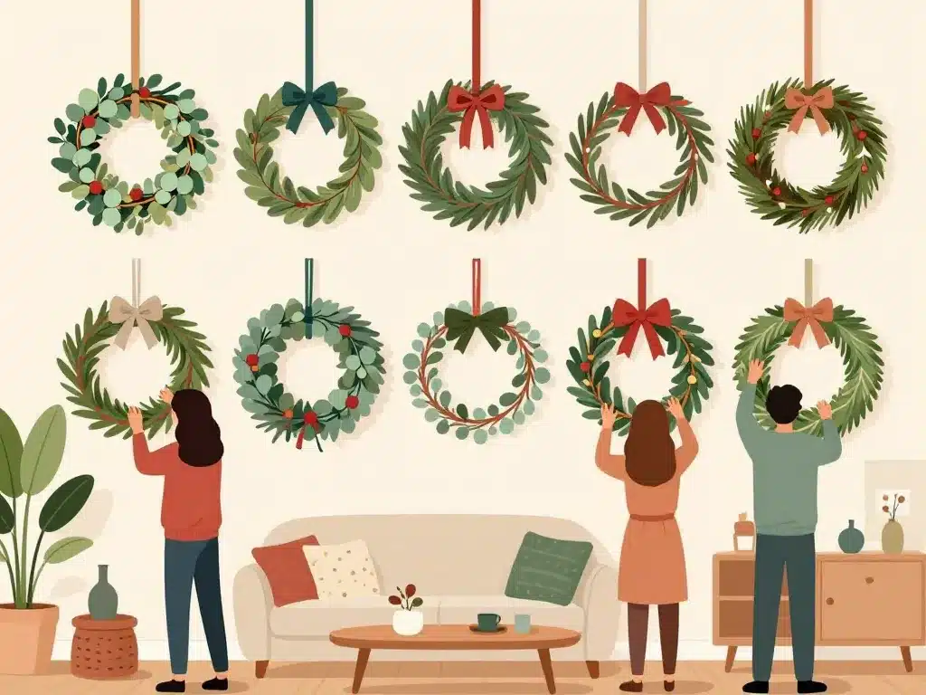 couronne de noel originale différentes personnalités et décorations