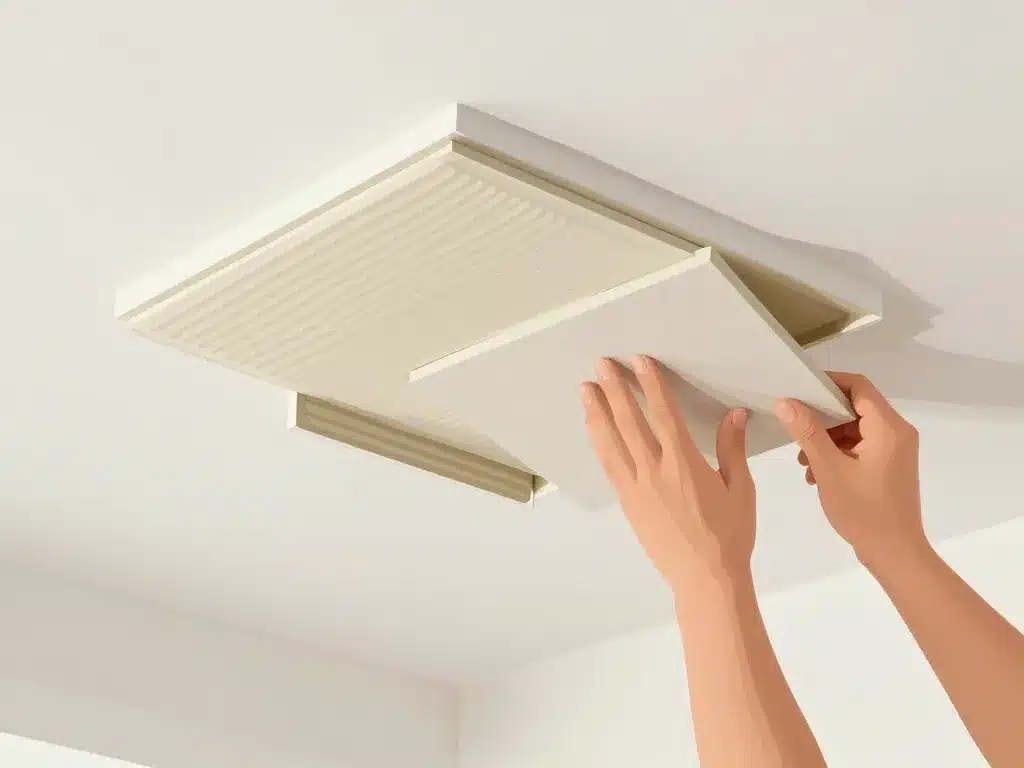 étapes de pose des dalles en polystyrène pour plafond avec outils