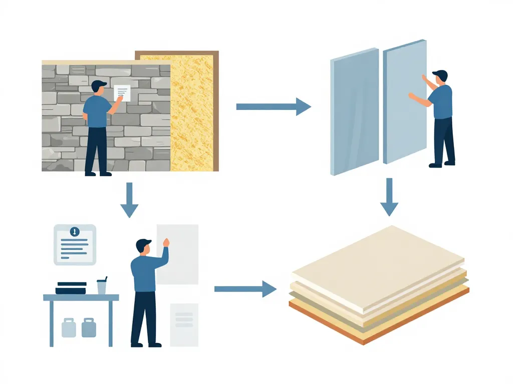 diagramme technique pose habillage mur exterieur et conformité