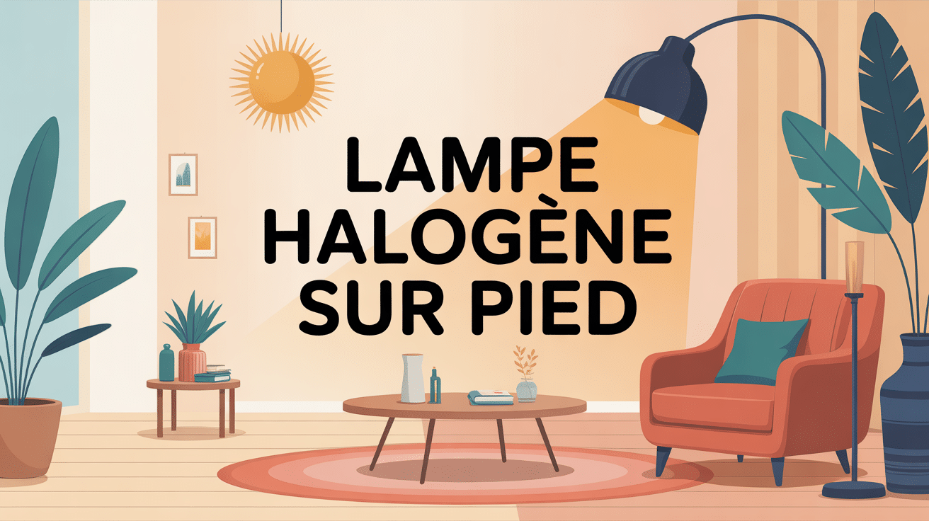 lampe halogène sur pied dans salon chaleureux