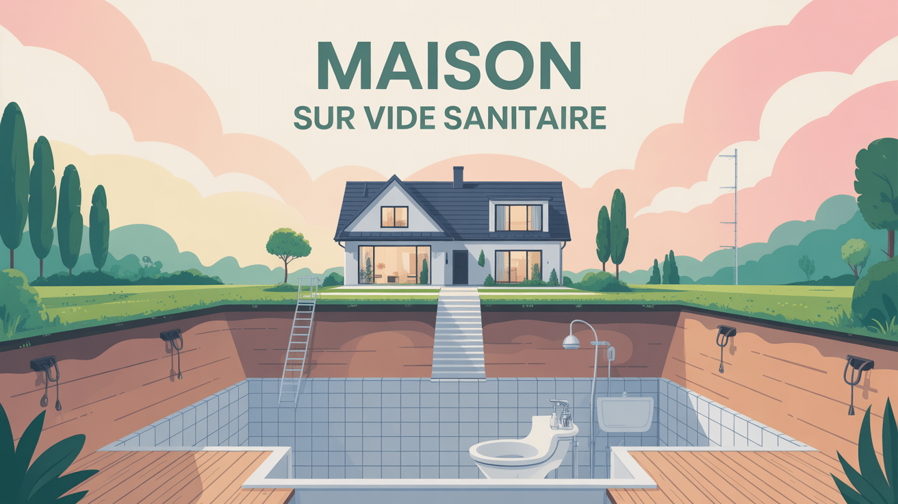 maison sur vide sanitaire vue coupe moderne