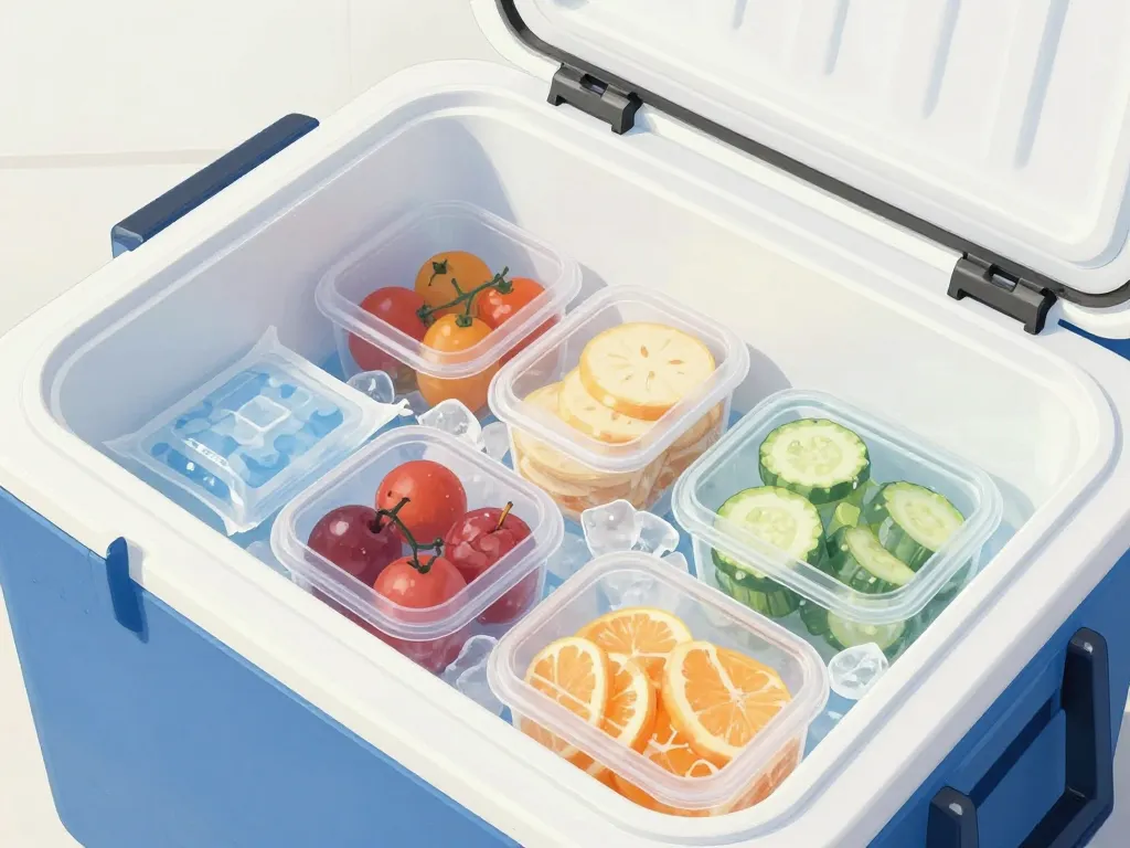 intérieur d’une mini glacière optimisée avec pains de glace