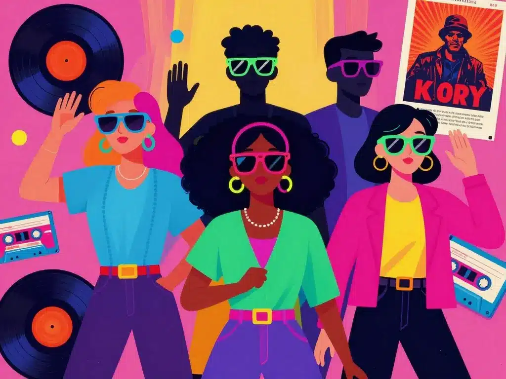 Objets des annees 80 pop culture illustration