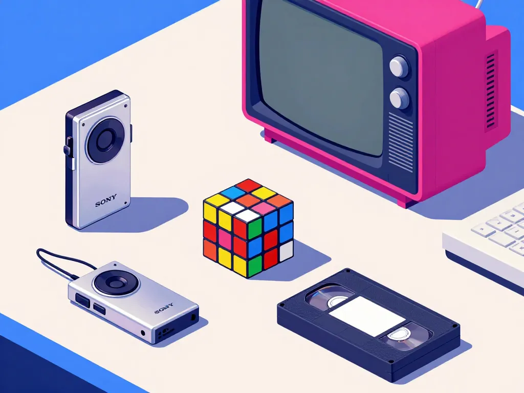 Classiques objets des annees 80 sur table