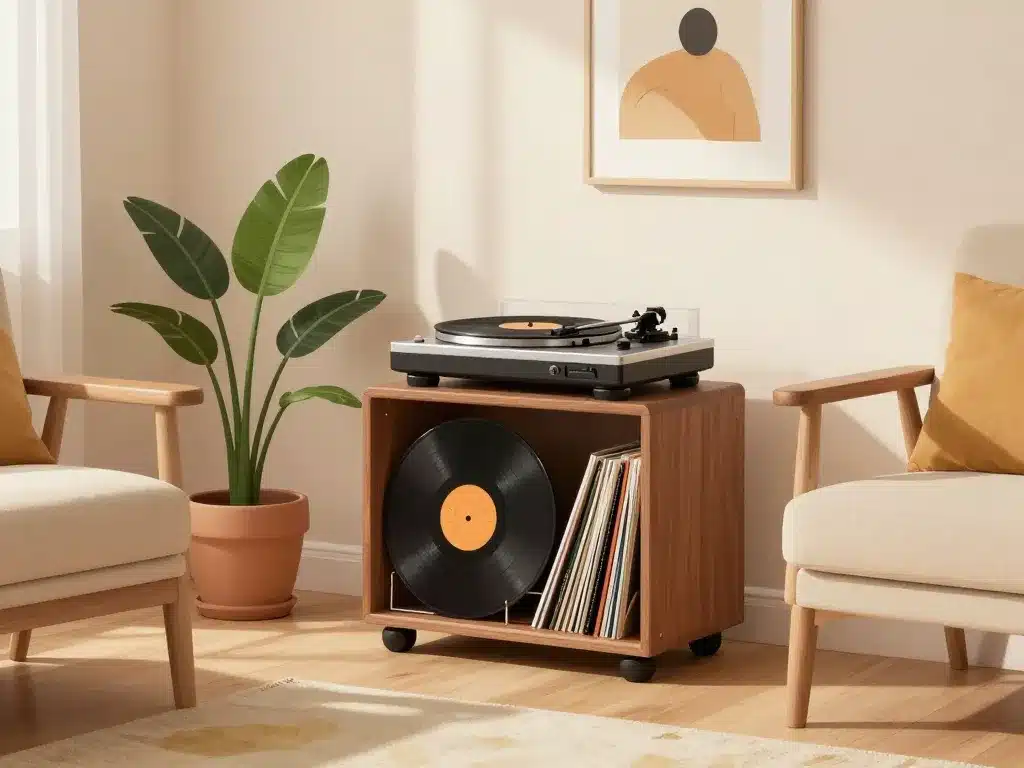 porte vinyle intégré coin musique déco maison
