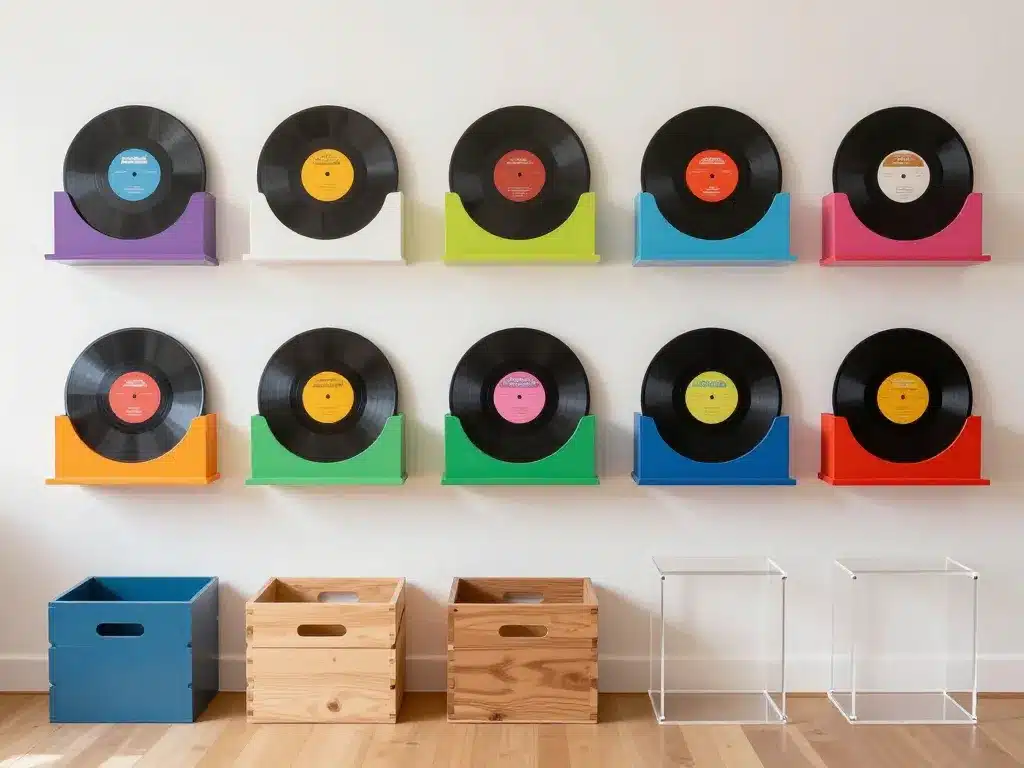 porte vinyle mural sur pied bois métal acrylique