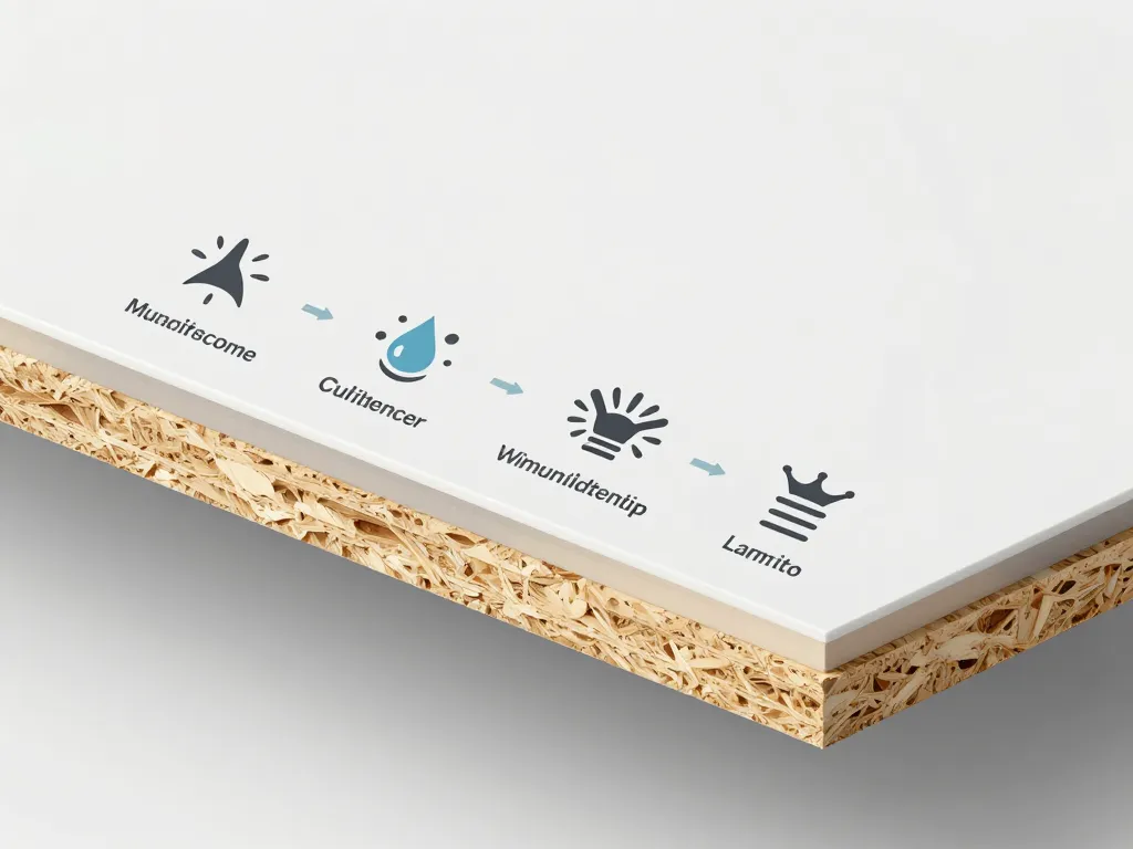 structure stratifié plan de travail vue coupe