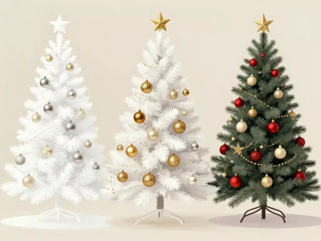 Déco sapin de noel blanc scandinave glamour couleurs