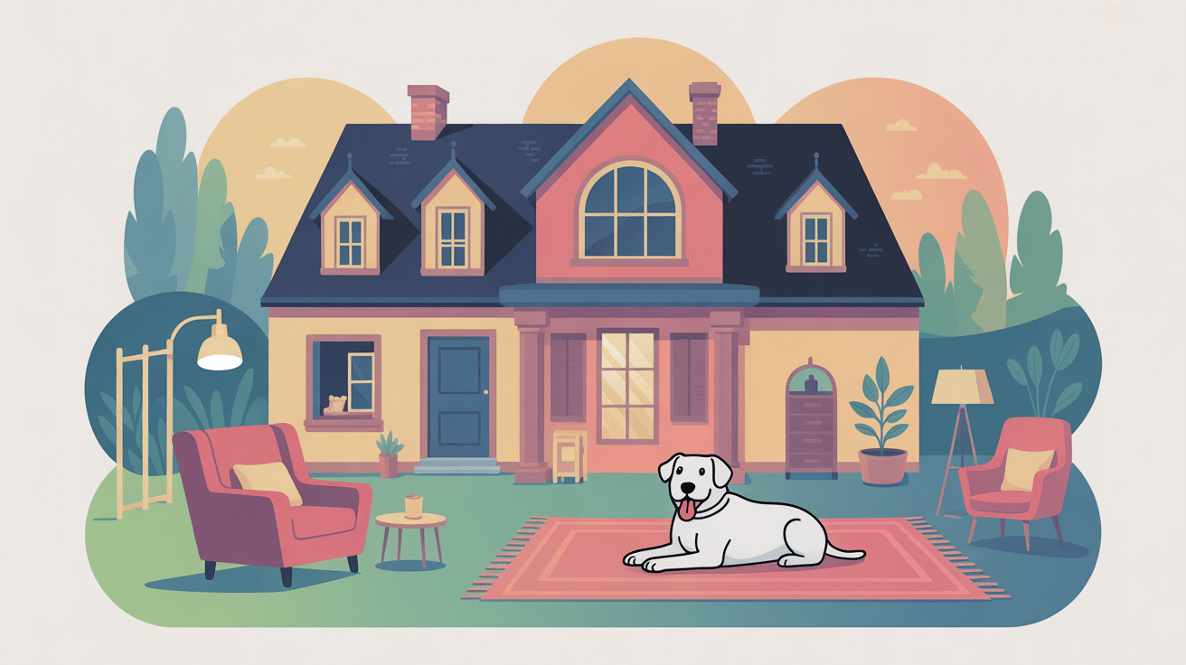 Illustration toiture chien assis maison avec lucarne lumineuse