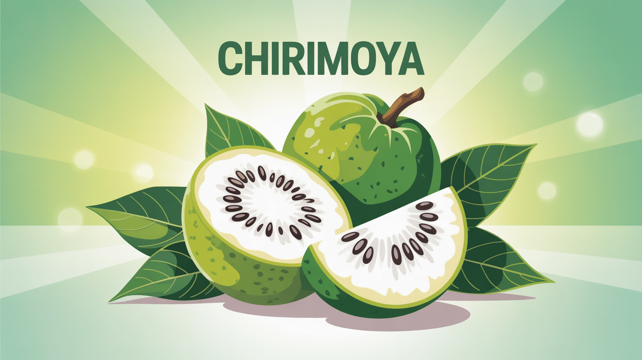 chirimoya illustrée sur fond naturel fraicheur