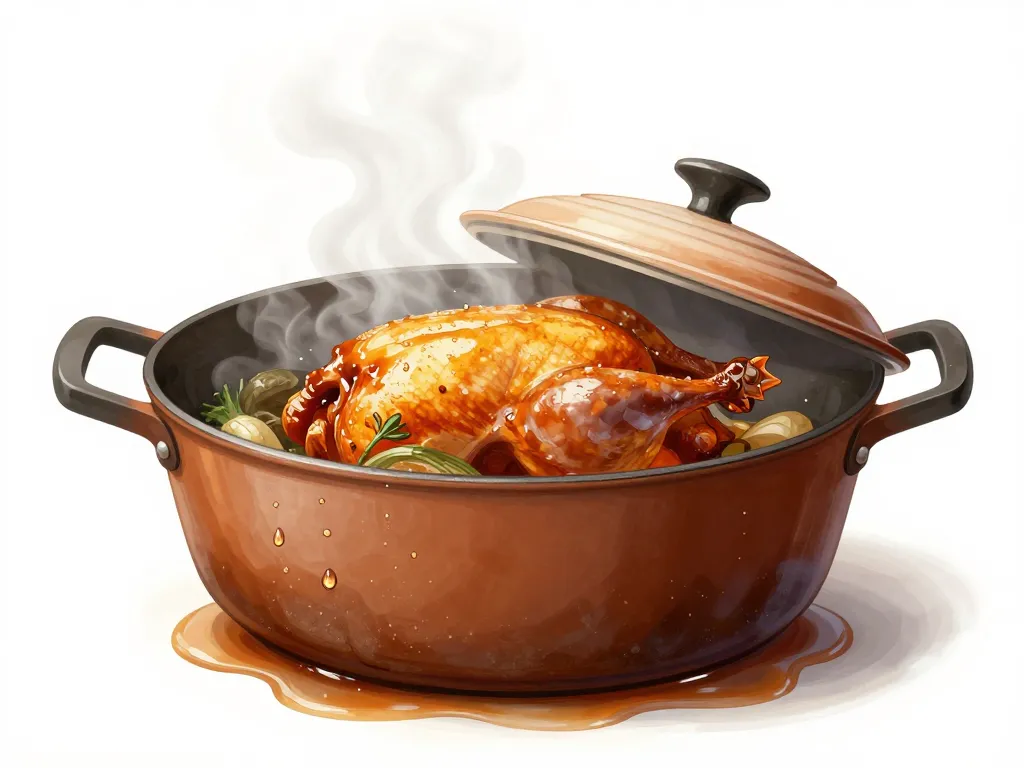 pintade en cocotte diagramme cuisson et humidité