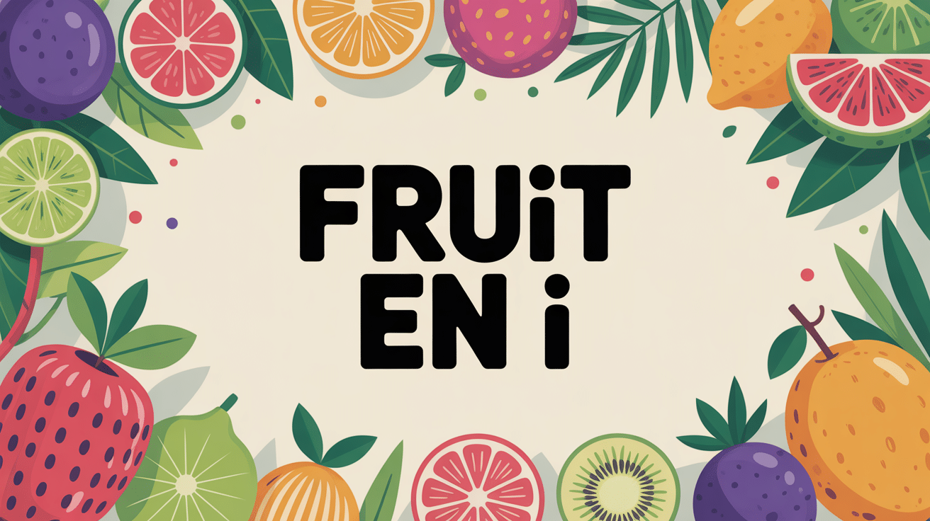 illustration colorée fruits en i autour du titre