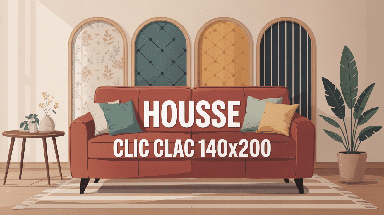 housse clic clac 140x200 dans salon lumineux avec housses variées